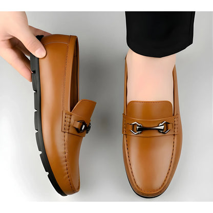Camel Men's Synthetic Leather Solid Slip-On Casual Loafers With Metal Bit