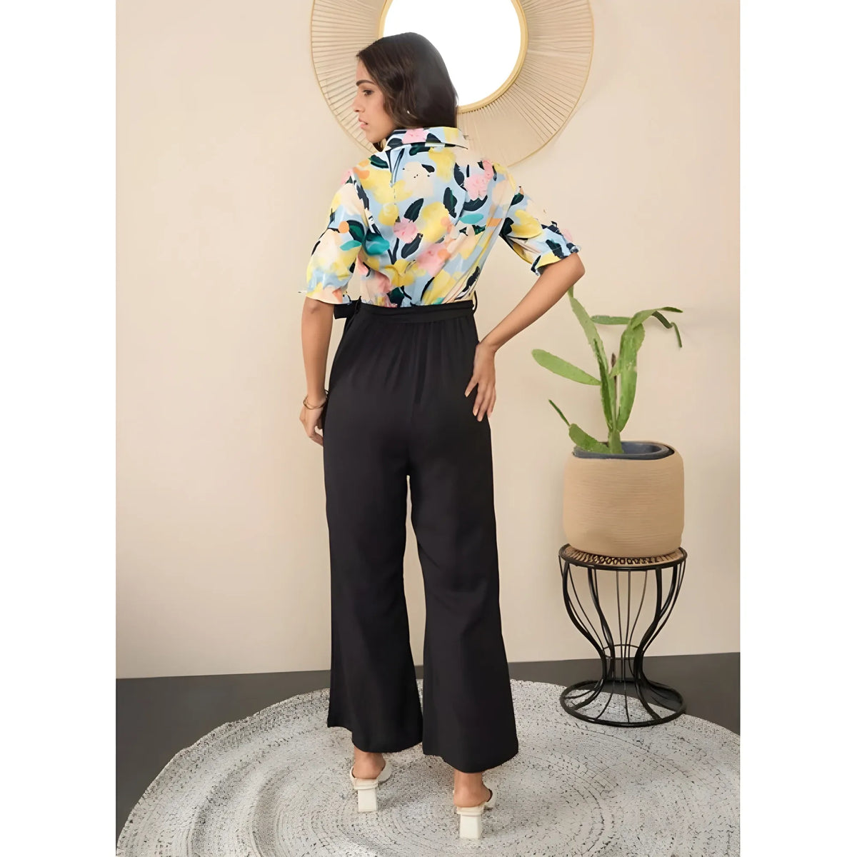 Women's Polyester Floral Half Sleeves Jumpsuit (multicolor) | Women Signature Collection