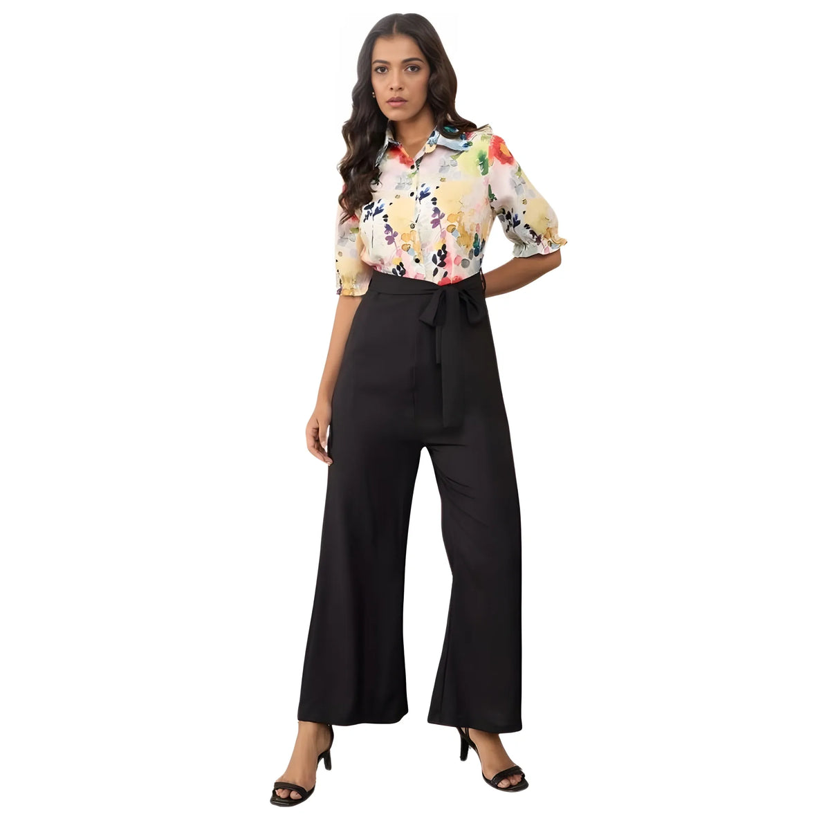 Women's Polyester Floral Half Sleeves Jumpsuit (multicolor) | Women Signature Collection