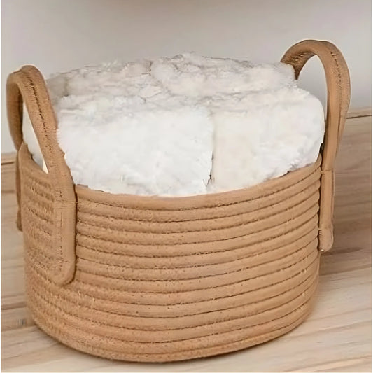 Cotton Pack Of_1 Basket 7x5 Inch Storage Basket For Clothes (Beige)