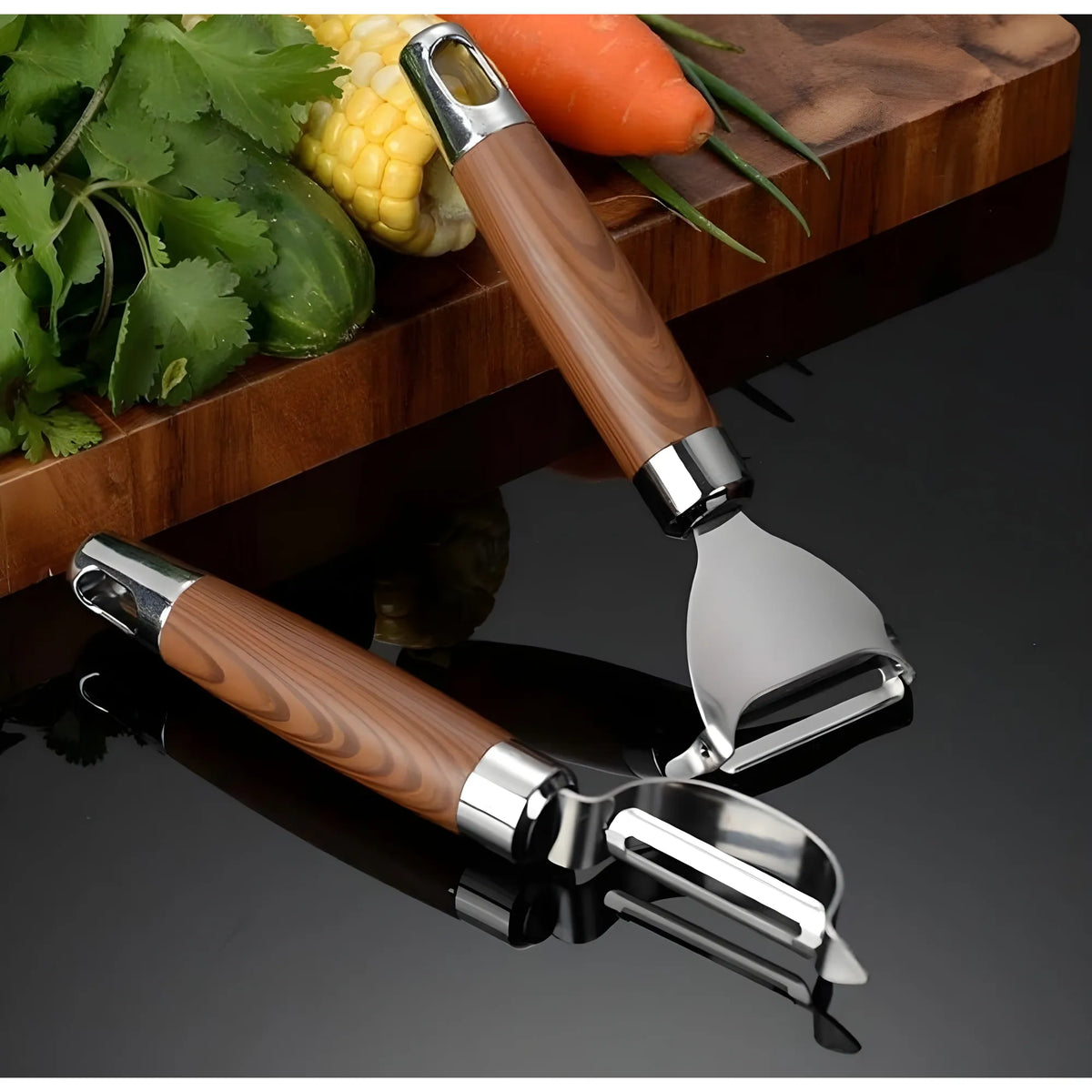 Sterling Essential Stainless Steel-Wood 2 pieces set Vegetable Peeler Sets