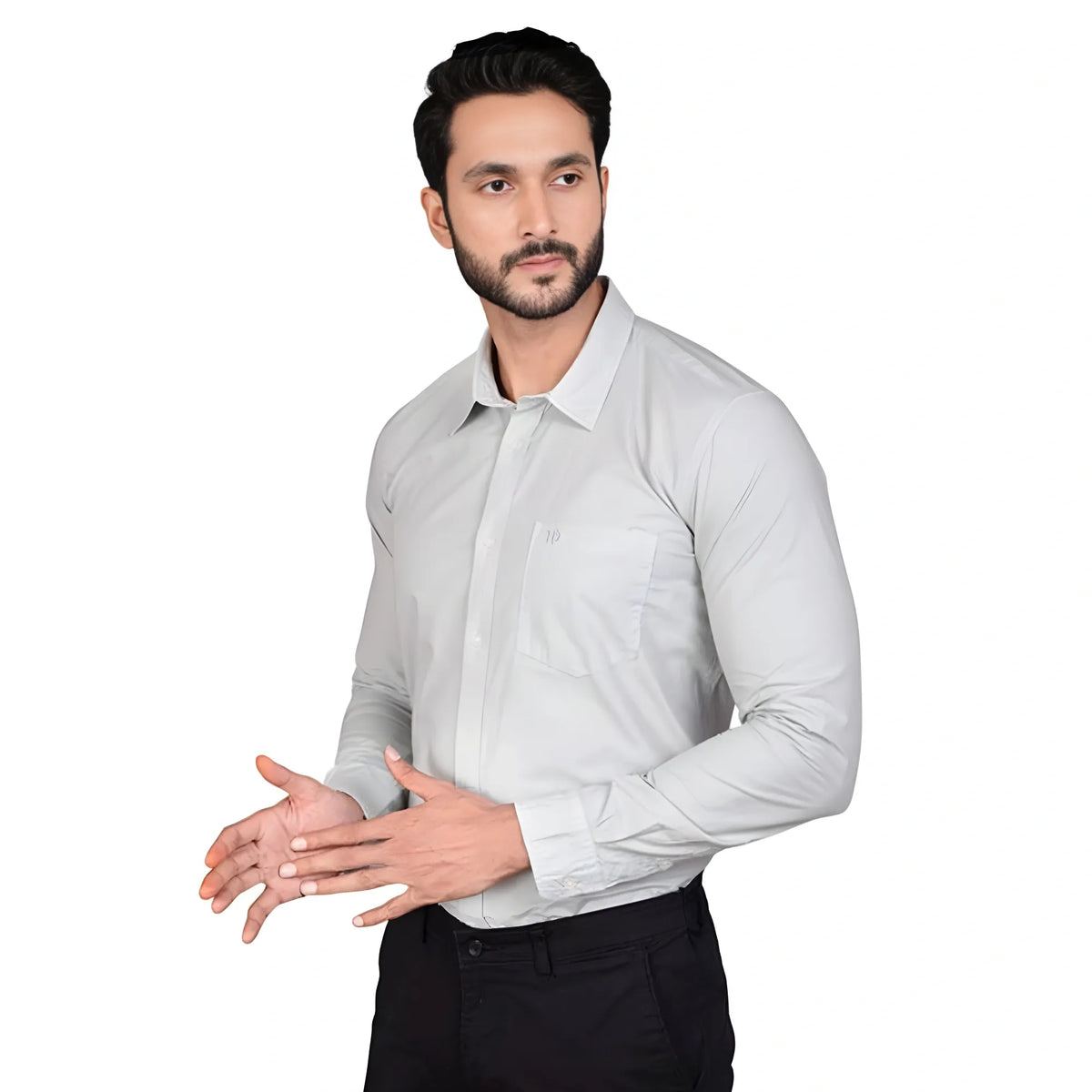 Men's Casual Cotton Full Sleeve Solid Shirt (grey) | Men Signature Collection