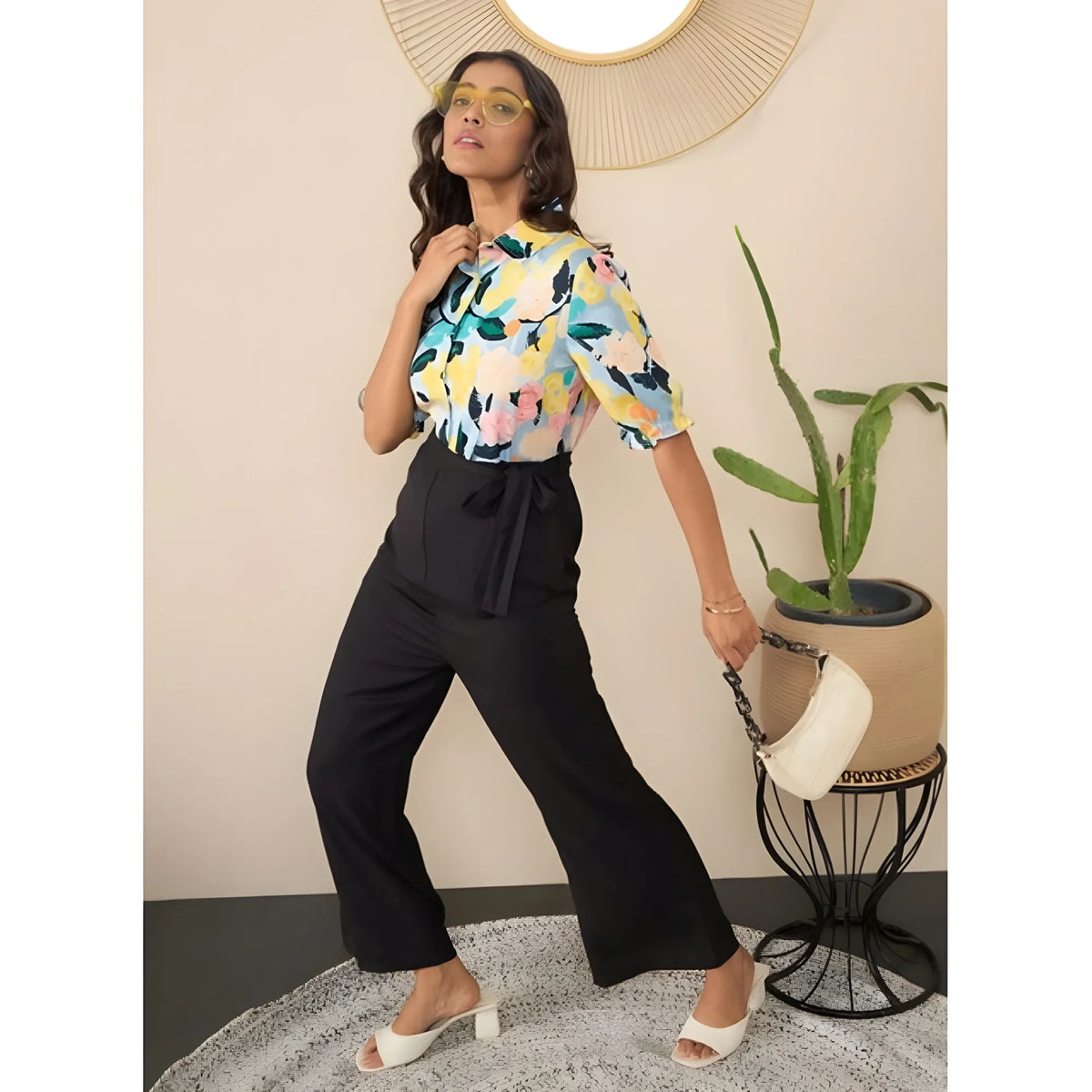 Women's Polyester Floral Half Sleeves Jumpsuit (multicolor) | Women Signature Collection