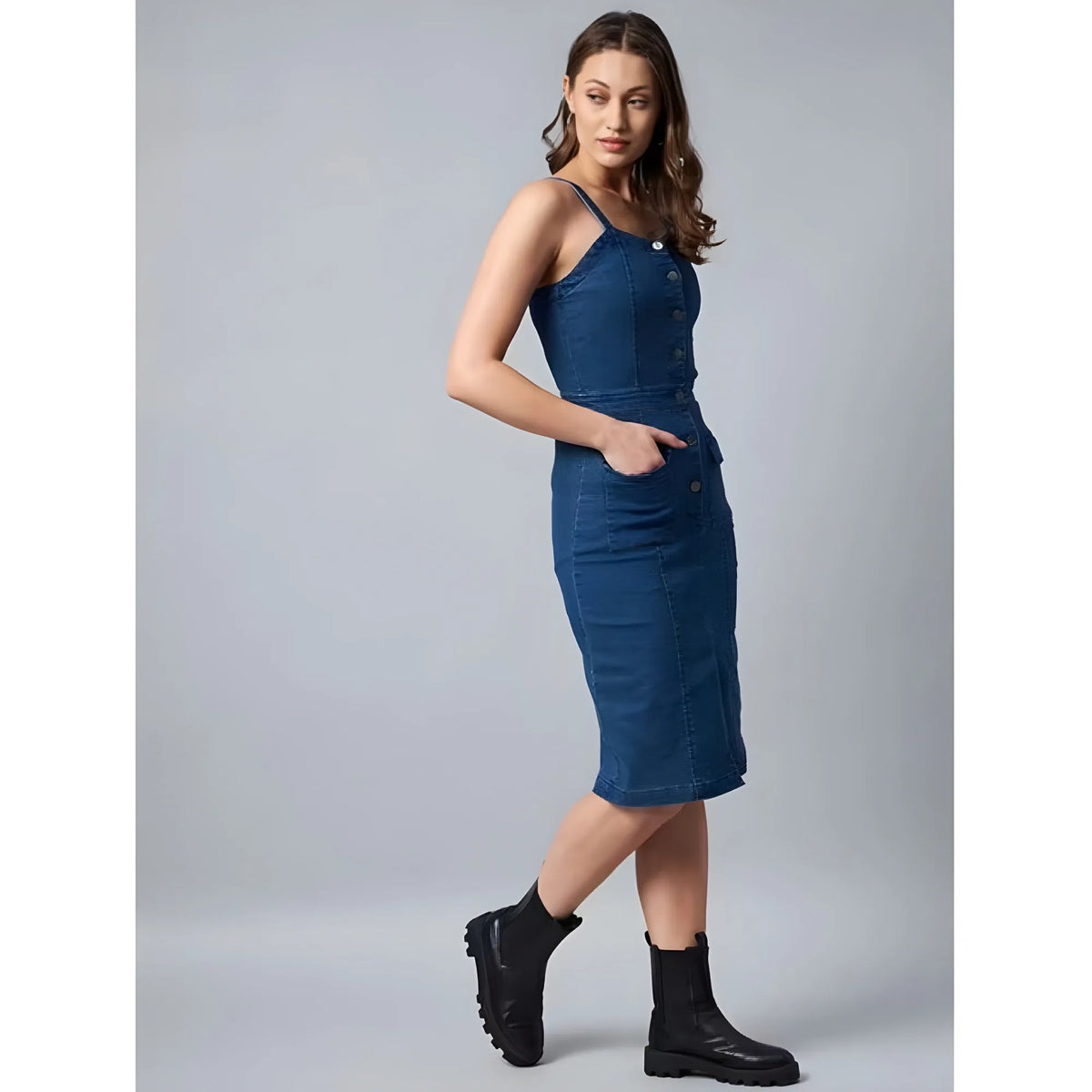 Women's Casual Denim Sleeveless Dress (blue) | Women Signature Collection