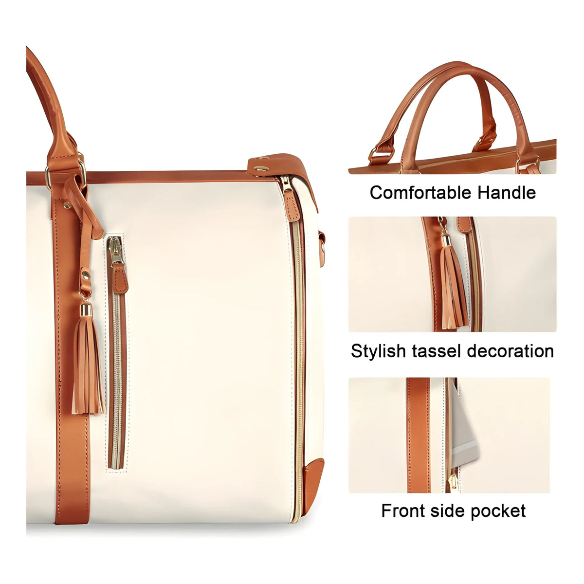 Sand Essential Faux Leather 2-In-1 Convertible Travel Bag