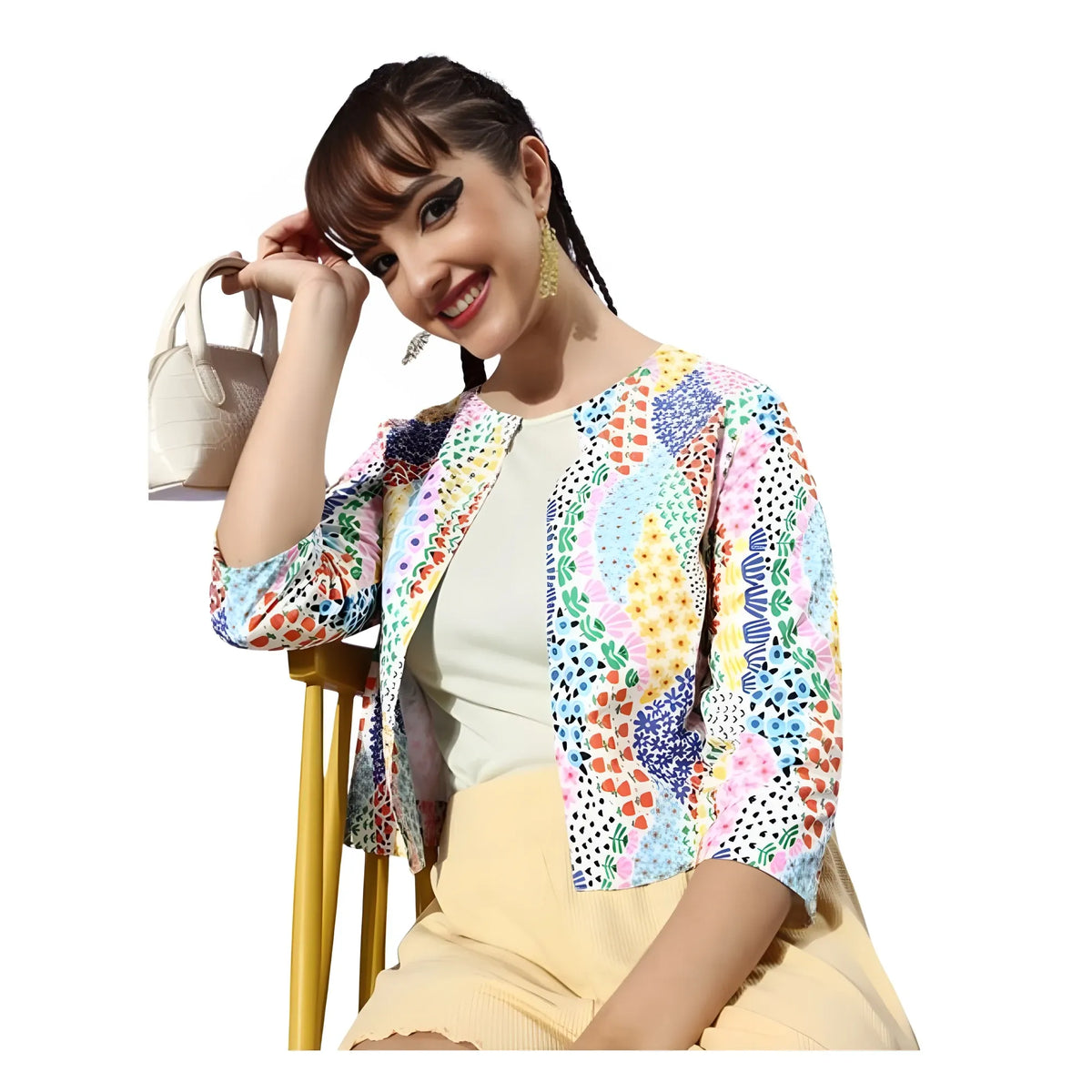 Women's Polyester Floral 3 4th Sleeves Shrug (multicolor) | Women Signature Collection