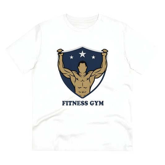 Men's PC Cotton Fittnes Gym Printed T Shirt (Color: White, Thread Count: 180GSM)