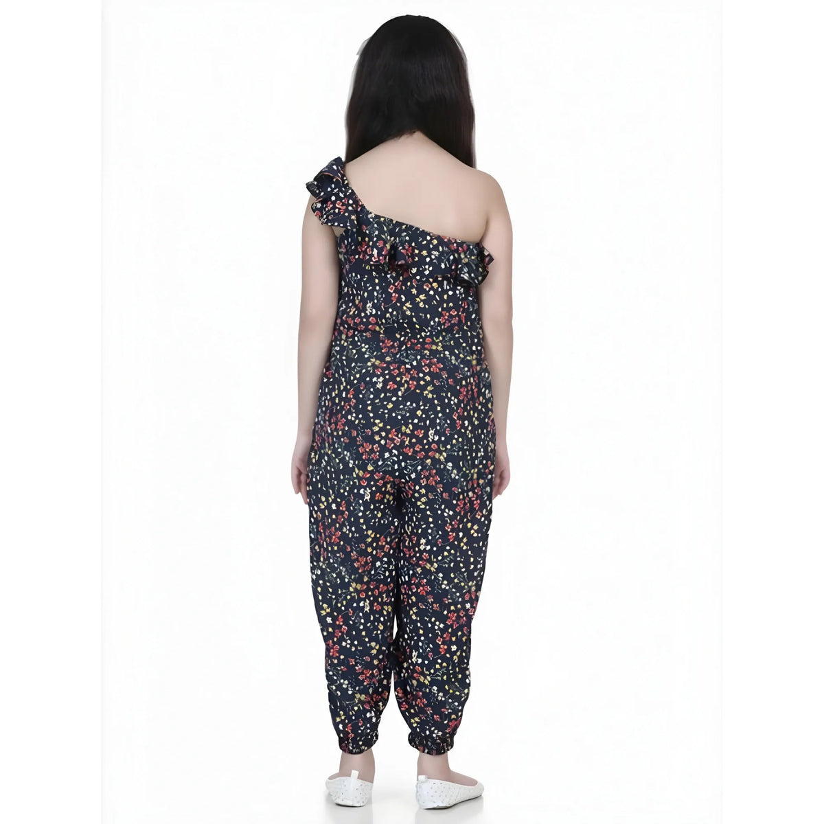 Girl's Polyester Moss Floral Sleeveless Jumpsuit (multicolor) | Kids Signature Collection