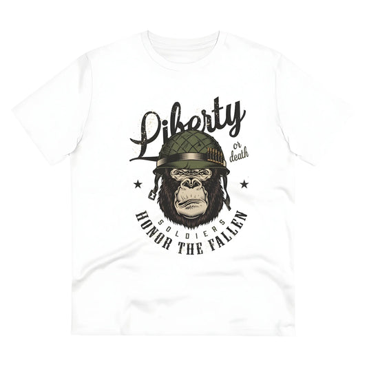 Men's PC Cotton Gorila Desing Printed T Shirt (Color: White, Thread Count: 180GSM)