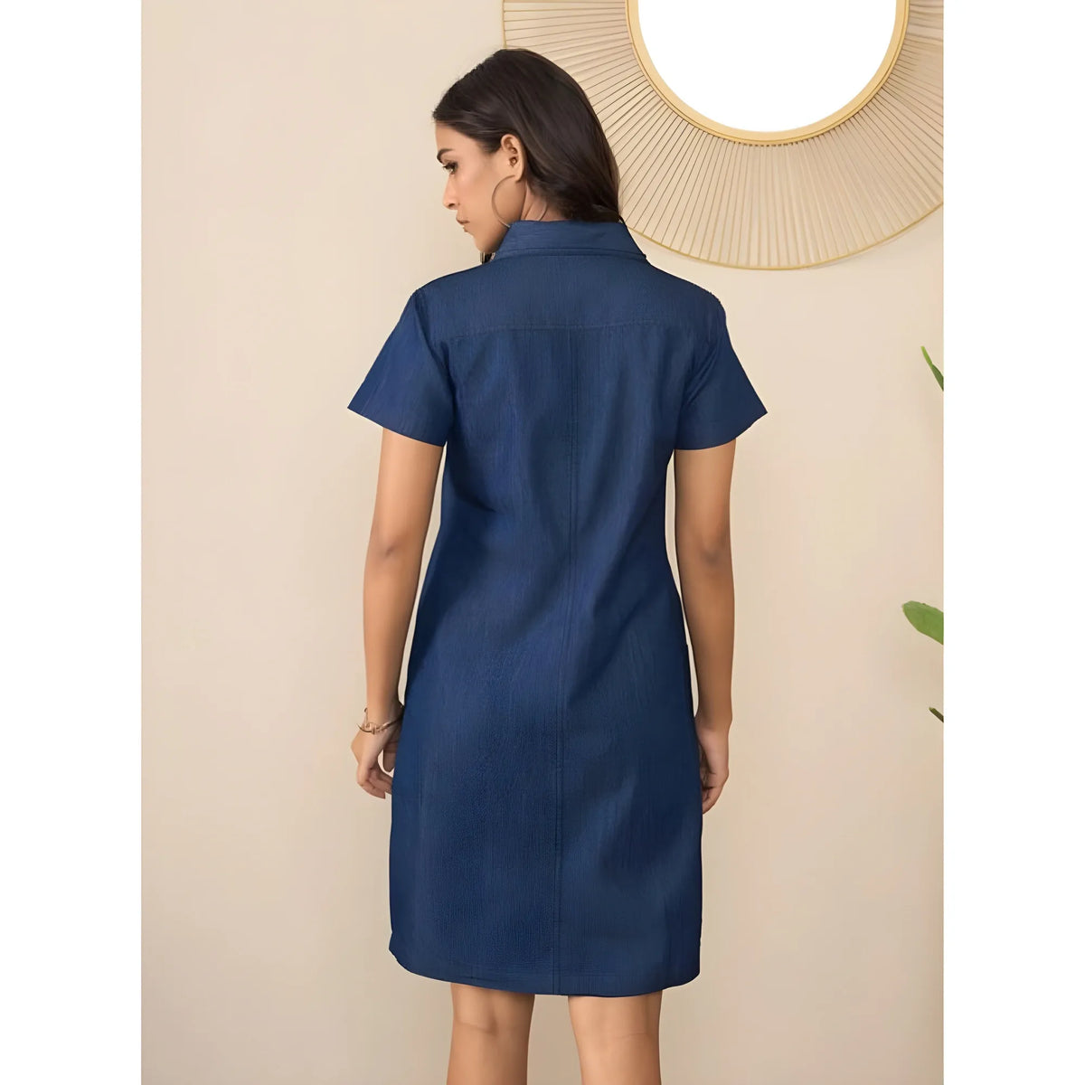 Women's Denim Solid Sleeveless Dress (blue) | Women Signature Collection