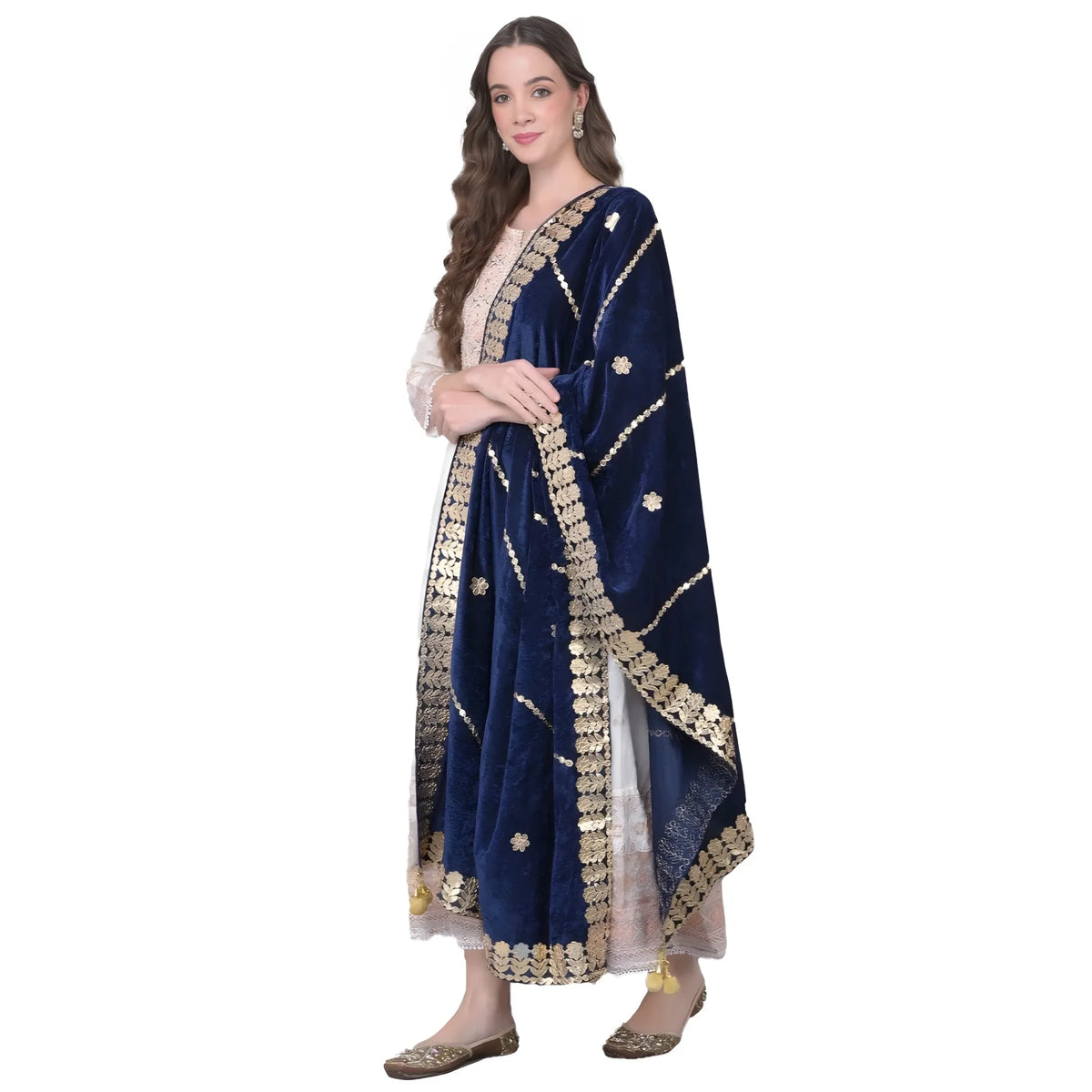 Women's Velvet Gotta Patti Dupatta (navy, Length: 2.25 To 2.50 Mtr) | Women Signature Collection