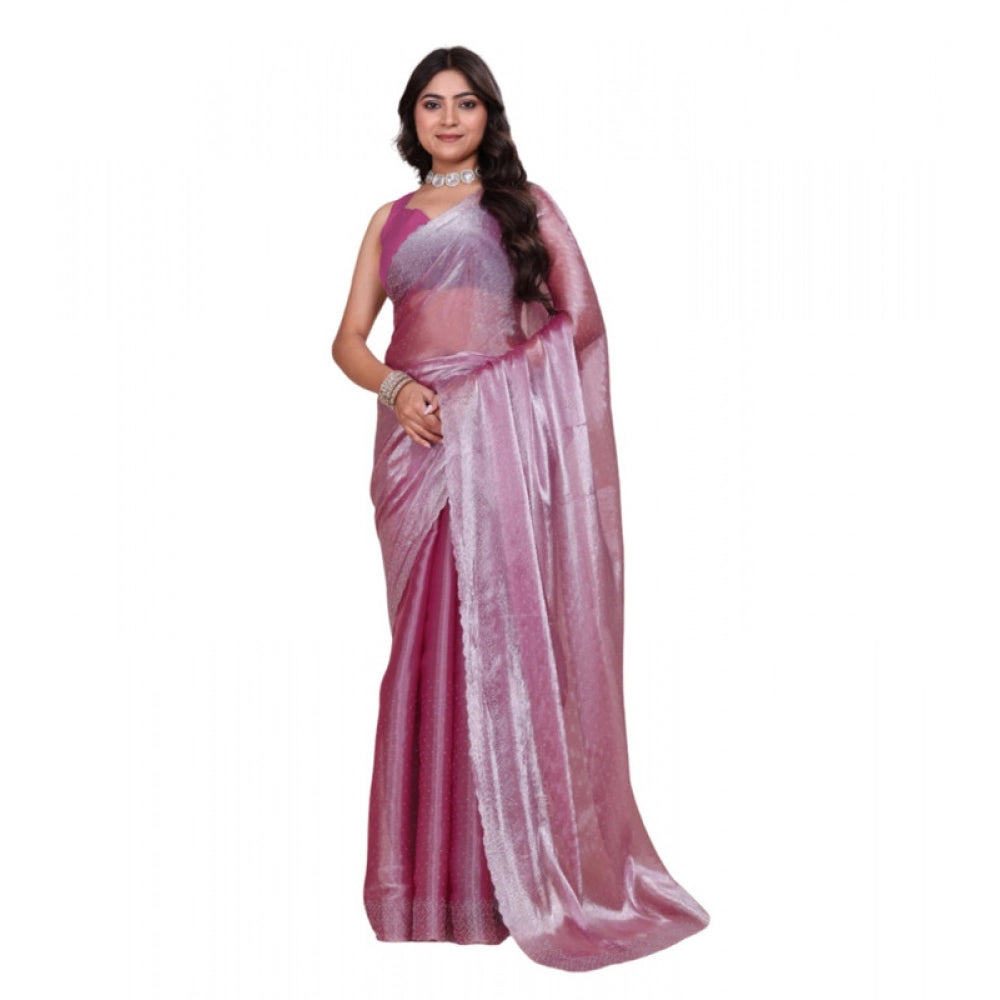 Women's Jimmy Choo Embellished Bollywood Saree With Unstitched Blouse 5.5mtr (magenta) | Women Signature Collection
