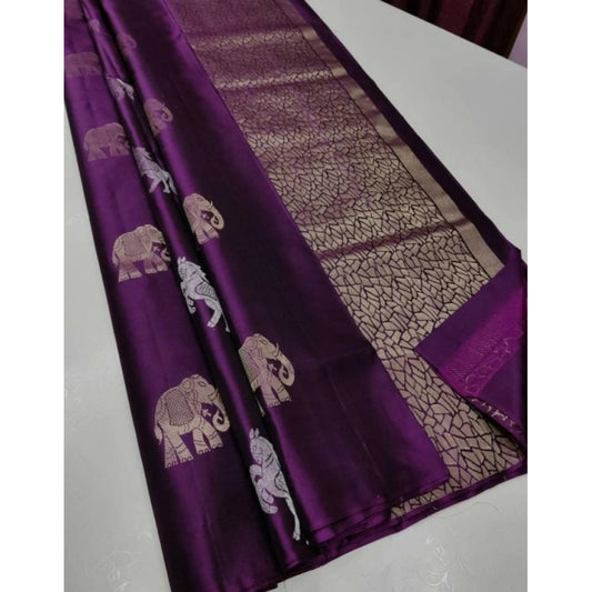 Women's Litchi Silk Printed Saree With Unstitched Blouse (magenta With Pink) | Women Signature Collection