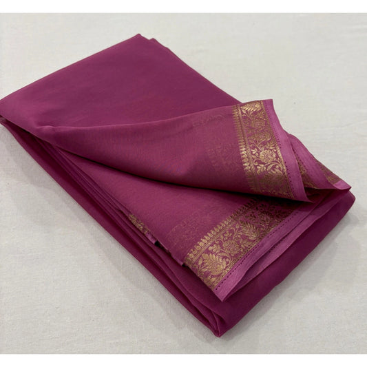 Women's Crepe Chit Pallu Solid Saree With Unstitched Blouse 5.5mtr (light Pink) | Women Signature Collection