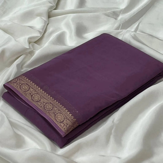 Women's Crepe Chit Pallu Solid Saree With Unstitched Blouse 5.5mtr (violet) | Women Signature Collection