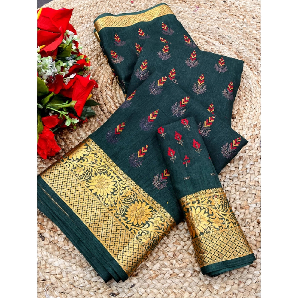 Women's Digital Dolla Silk Printed Saree With Unstitched Blouse 5.5mtr (green) | Women Signature Collection