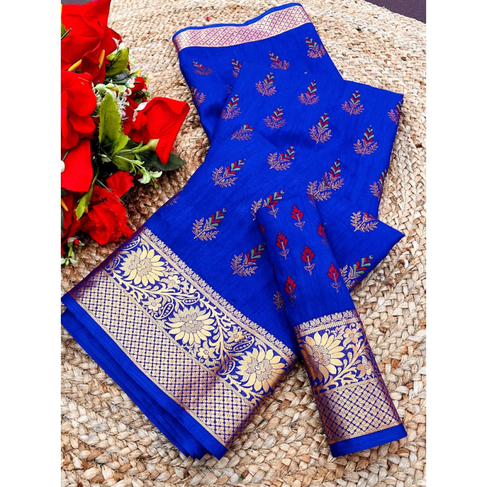 Women's Digital Dolla Silk Printed Saree With Unstitched Blouse 5.5mtr (blue) | Women Signature Collection