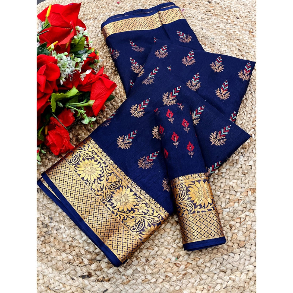 Women's Digital Dolla Silk Printed Saree With Unstitched Blouse 5.5mtr (blue) | Women Signature Collection