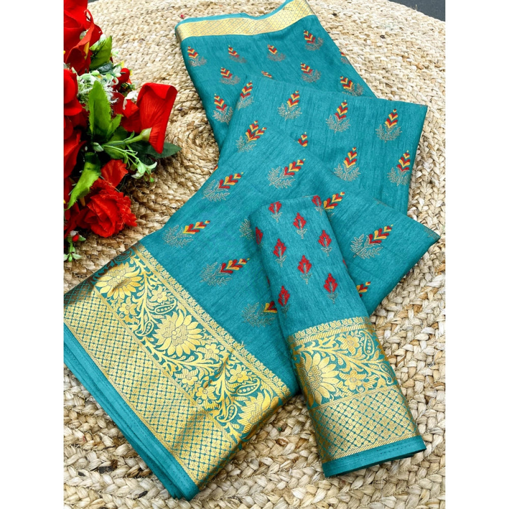 Women's Digital Dolla Silk Printed Saree With Unstitched Blouse 5.5mtr (sky Blue) | Women Signature Collection