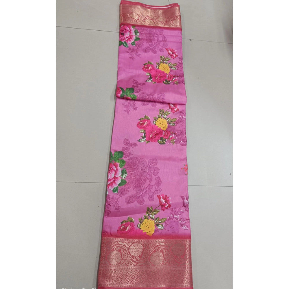 Women's Digital Dolla Silk Printed Saree With Unstitched Blouse 5.5mtr (pink) | Women Signature Collection