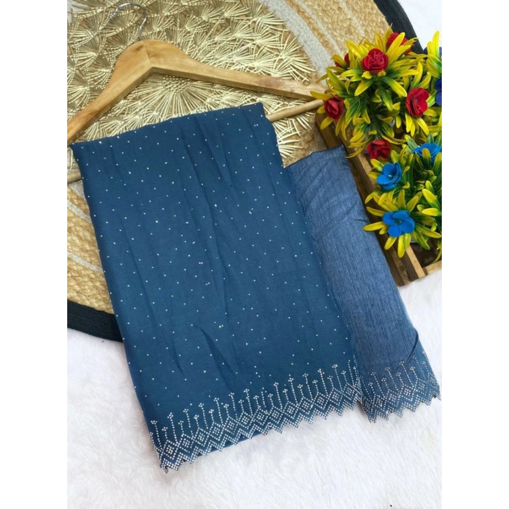 Women's Georgette Stone Work Saree With Unstitched Blouse 5.5mtr (grey) | Women Signature Collection