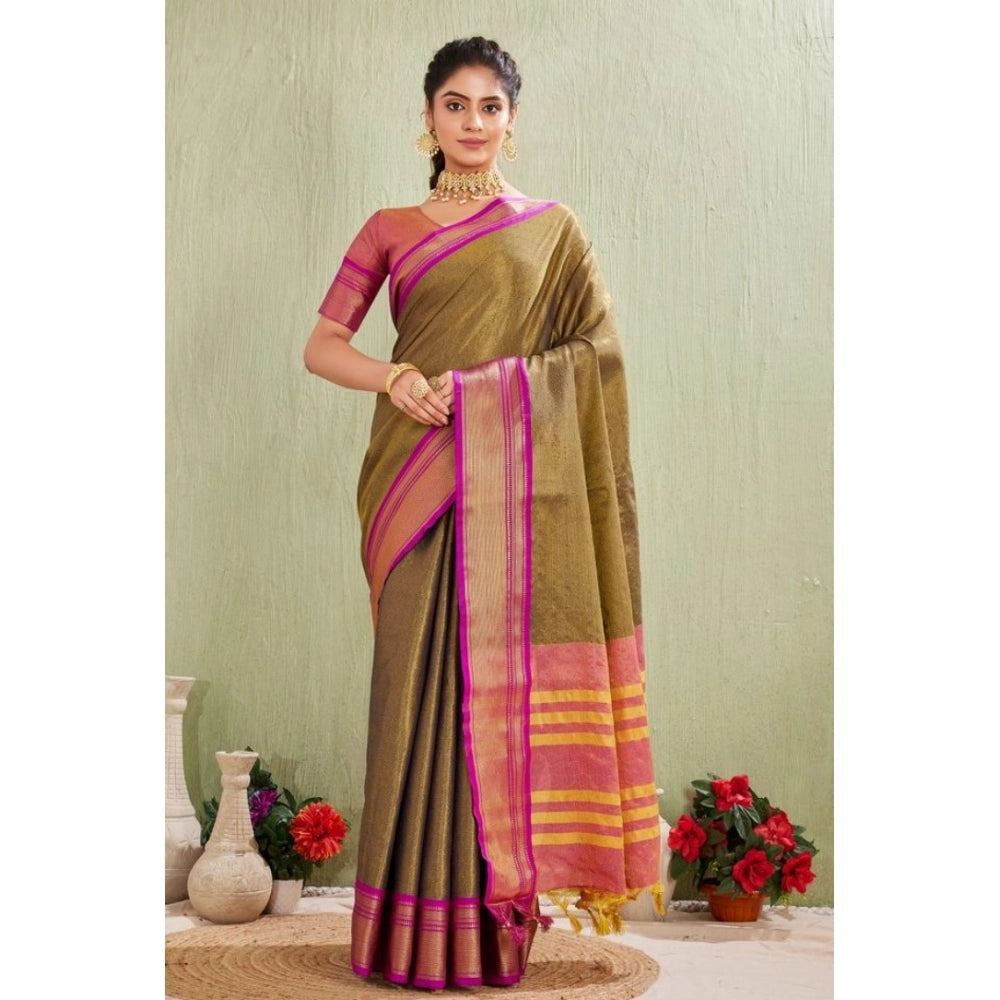 Women's Silk Blended Jaquard Woven Saree With Unstitched Blouse 5.5mtr (green) | Women Signature Collection