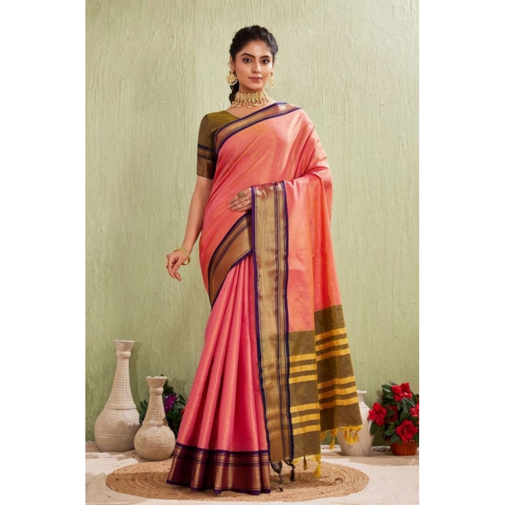 Women's Silk Blended Jaquard Woven Saree With Unstitched Blouse 5.5mtr (pink) | Women Signature Collection