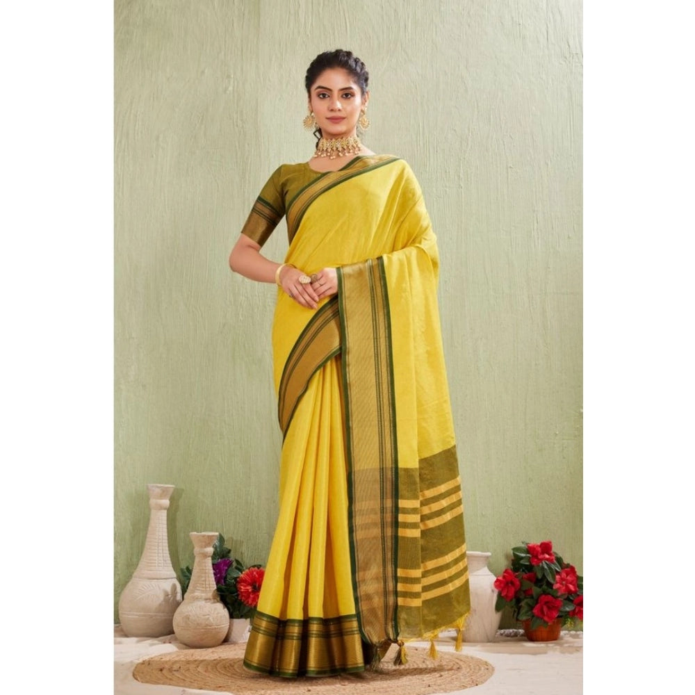 Women's Silk Blended Jaquard Woven Saree With Unstitched Blouse 5.5mtr (yellow) | Women Signature Collection