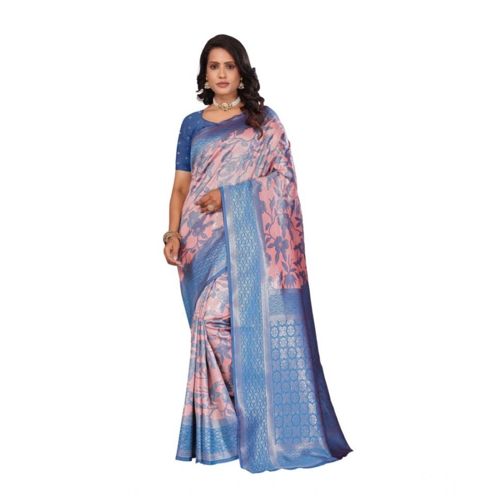 Women's Banarasi Silk Jaquard Woven Saree With Unstitched Blouse 5.5mtr (pink) | Women Signature Collection