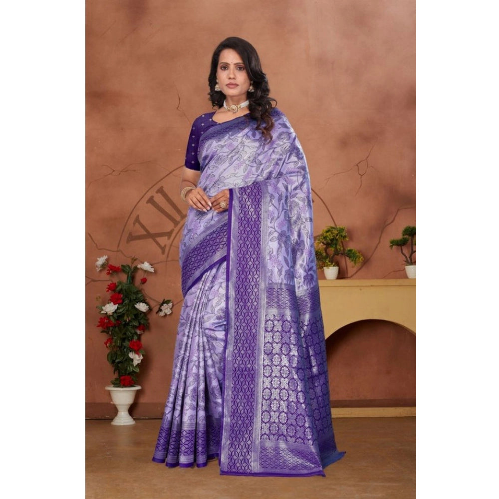 Women's Banarasi Silk Jaquard Woven Saree With Unstitched Blouse 5.5mtr (purple) | Women Signature Collection
