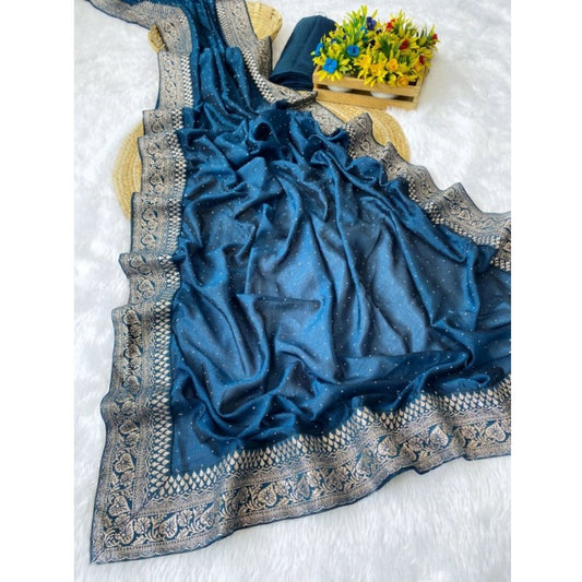 Women's Silk Embroidred Saree With Unstitched Blouse 5.5mtr (light Green) | Women Signature Collection