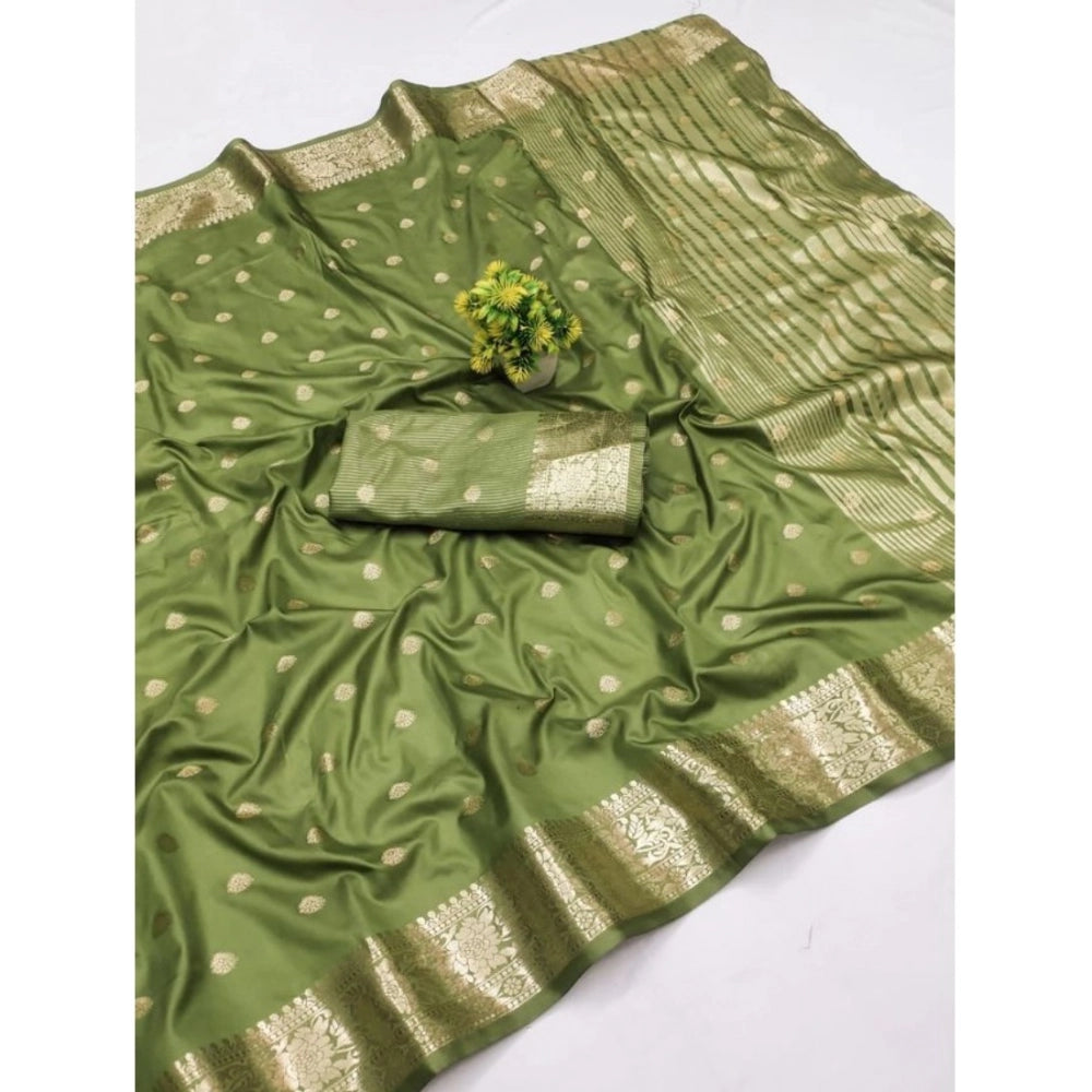 Women's Jacquard Silk Jaquard Woven Saree With Unstitched Blouse 5.5mtr (green) | Women Signature Collection
