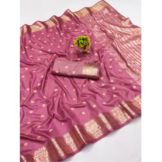 Women's Jacquard Silk Jaquard Woven Saree With Unstitched Blouse 5.5mtr (pink) | Women Signature Collection