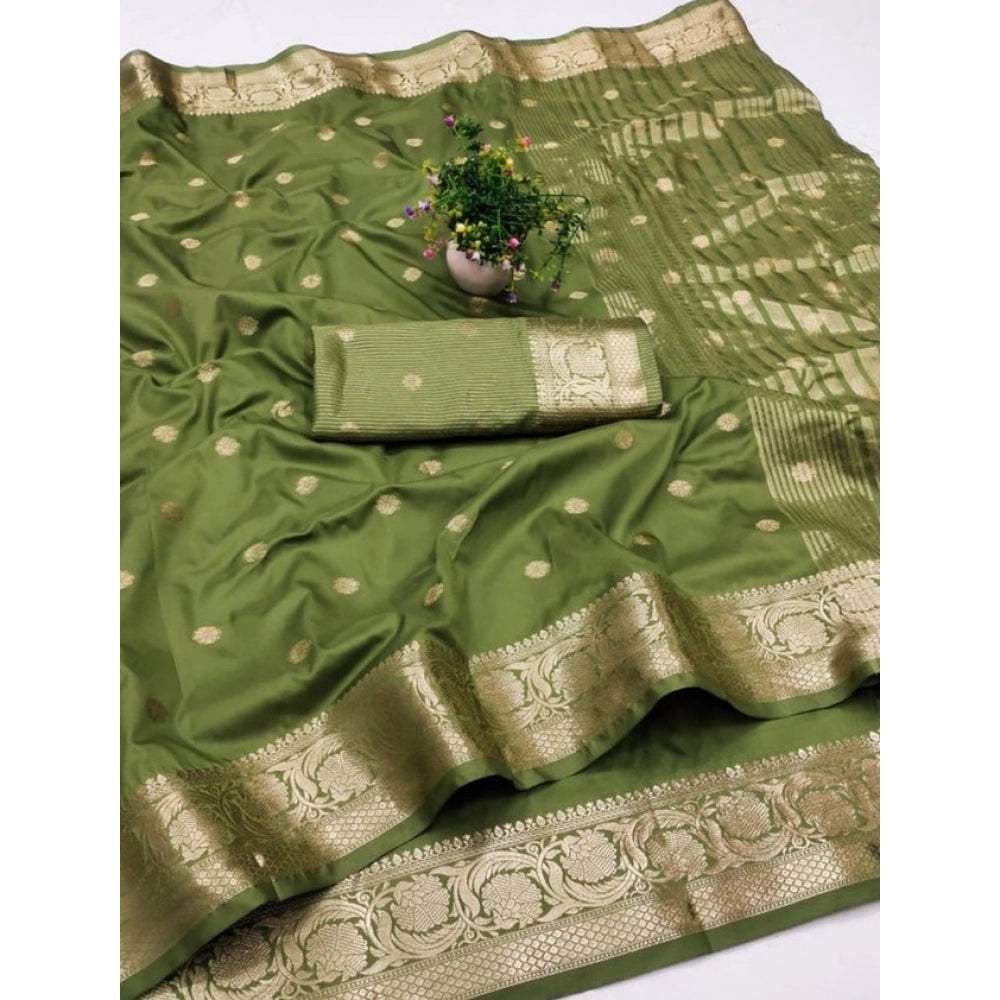 Women's Jacquard Silk Jaquard Woven Saree With Unstitched Blouse 5.5mtr (green) | Women Signature Collection