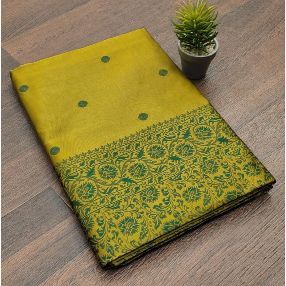 Women's Soft Lichi Silk Printed Saree With Unstitched Blouse 5.5mtr (green) | Women Signature Collection