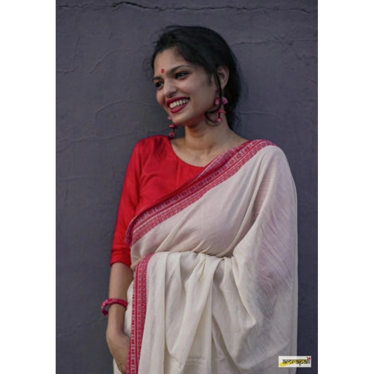 Women's Soft Lilan Printed Saree With Unstitched Blouse 5.5mtr (white) | Women Signature Collection