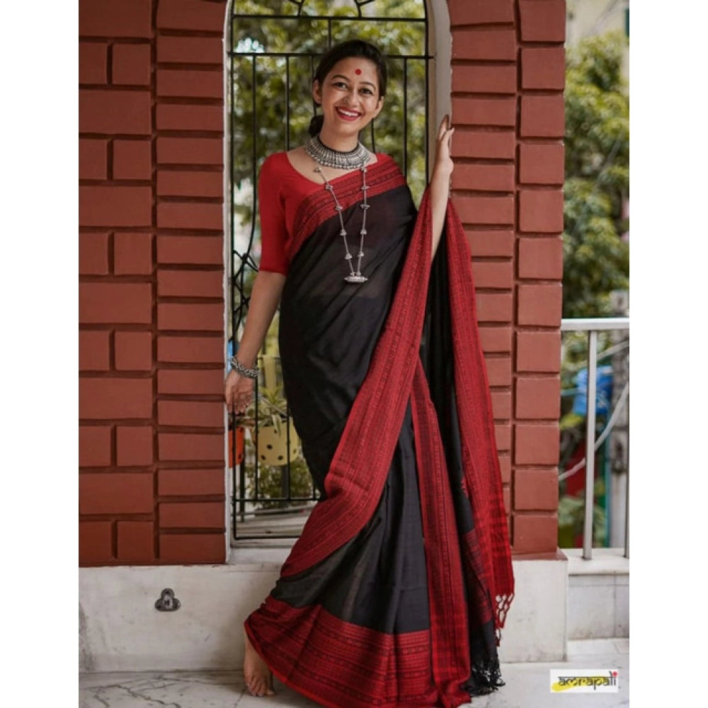 Women's Soft Lilan Printed Saree With Unstitched Blouse 5.5mtr (black) | Women Signature Collection