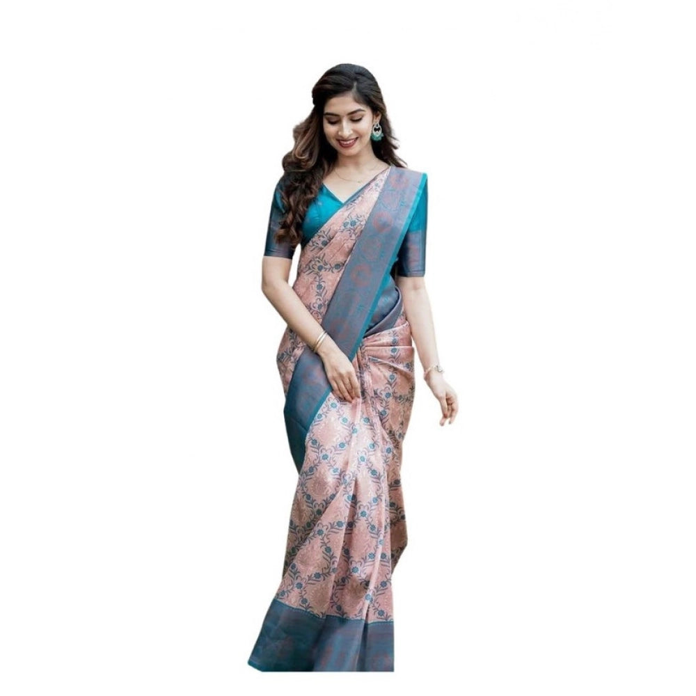Women's Soft Lichi Silk Printed Saree With Unstitched Blouse 5.5mtr (multicolor) | Women Signature Collection
