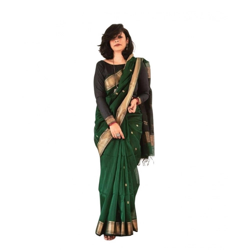 Women's Soft Lichi Silk Printed Saree With Unstitched Blouse 5.5mtr (green) | Women Signature Collection