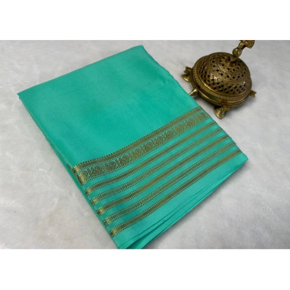 Women's Crepe Chit Pallu Solid Saree With Unstitched Blouse 5.5mtr (ramagreen) | Women Signature Collection