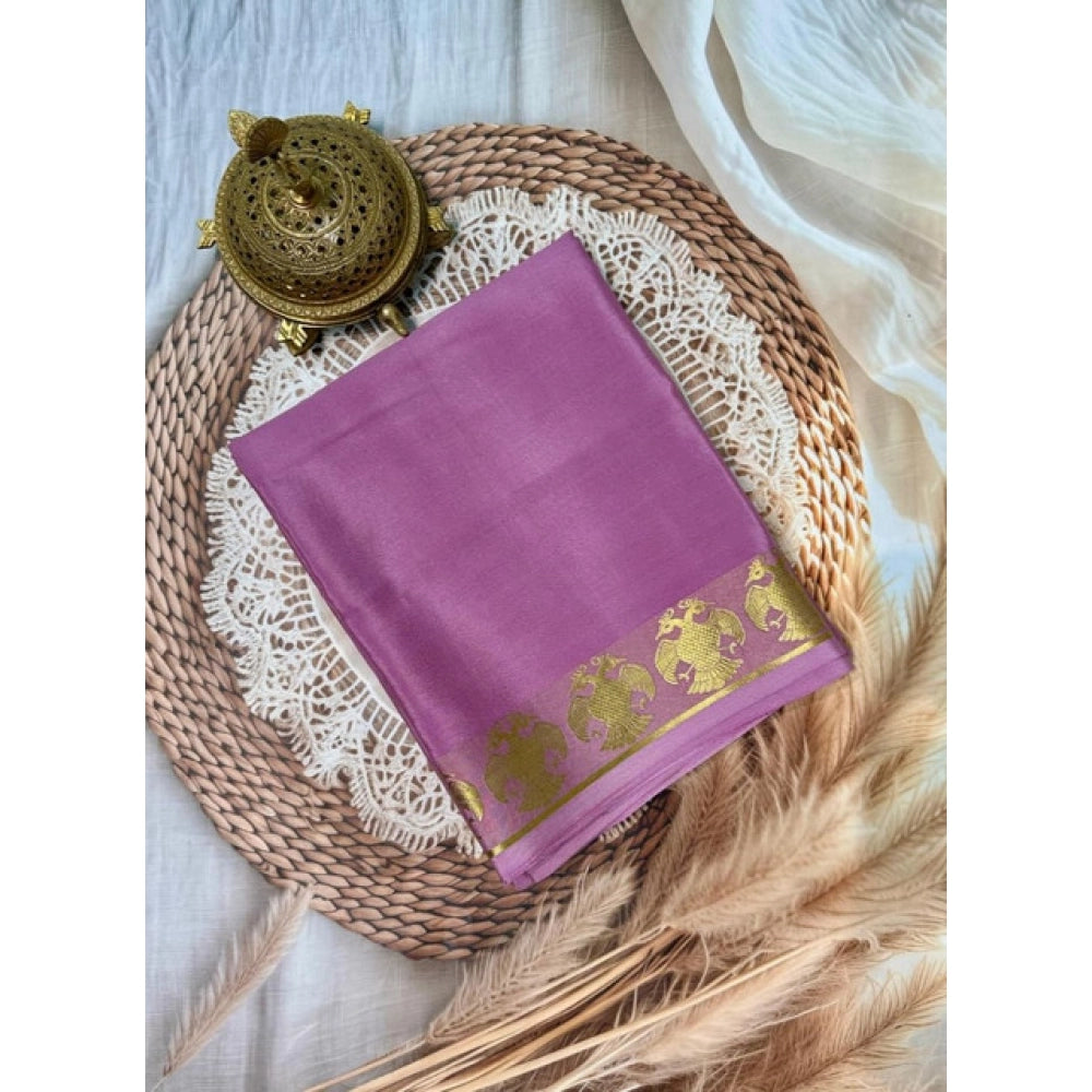 Women's Crepe Chit Pallu Solid Saree With Unstitched Blouse 5.5mtr (pink) | Women Signature Collection