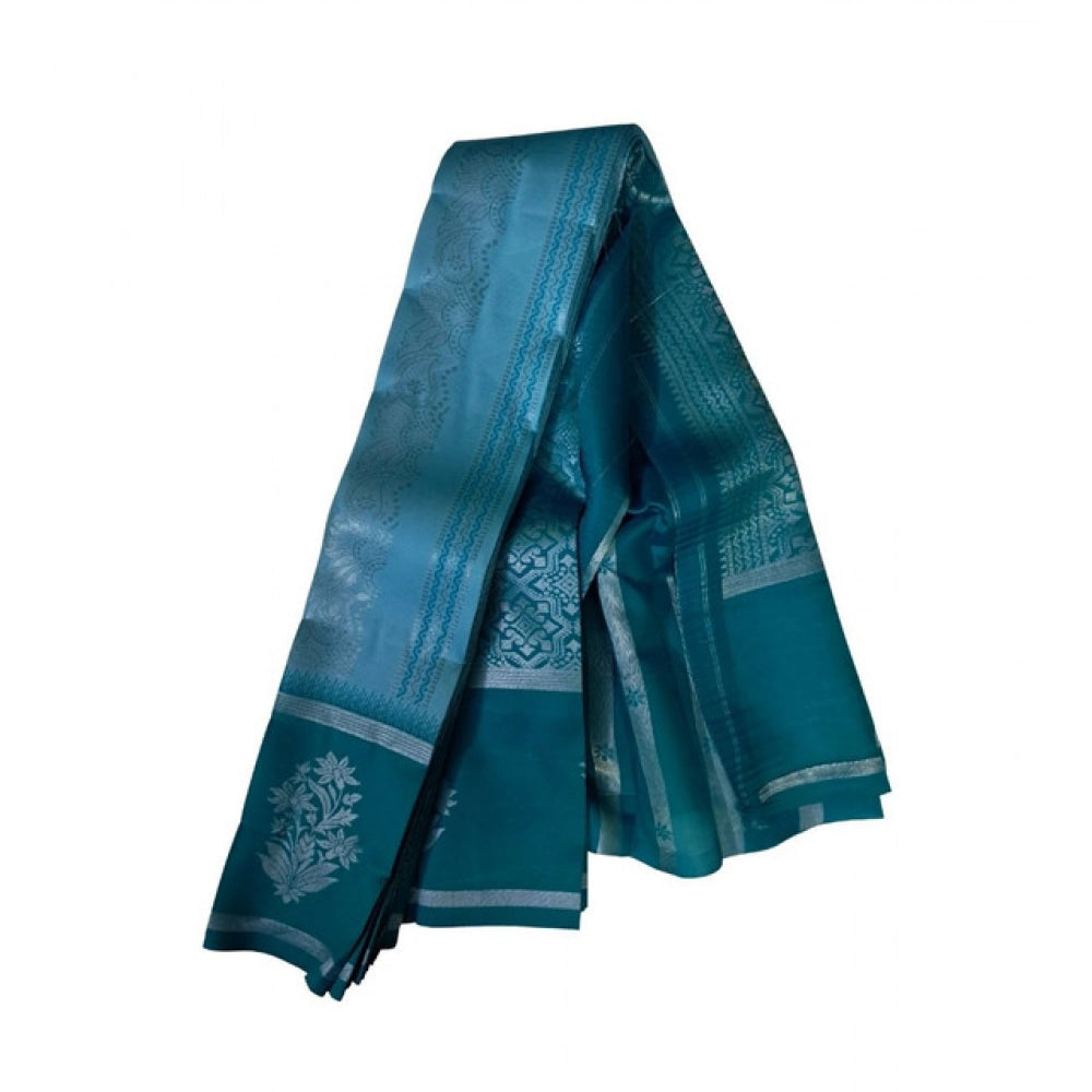 Women's Soft Silk Wooven Saree With Unstitched Blouse 5.5mtr (teal Blue) | Women Signature Collection