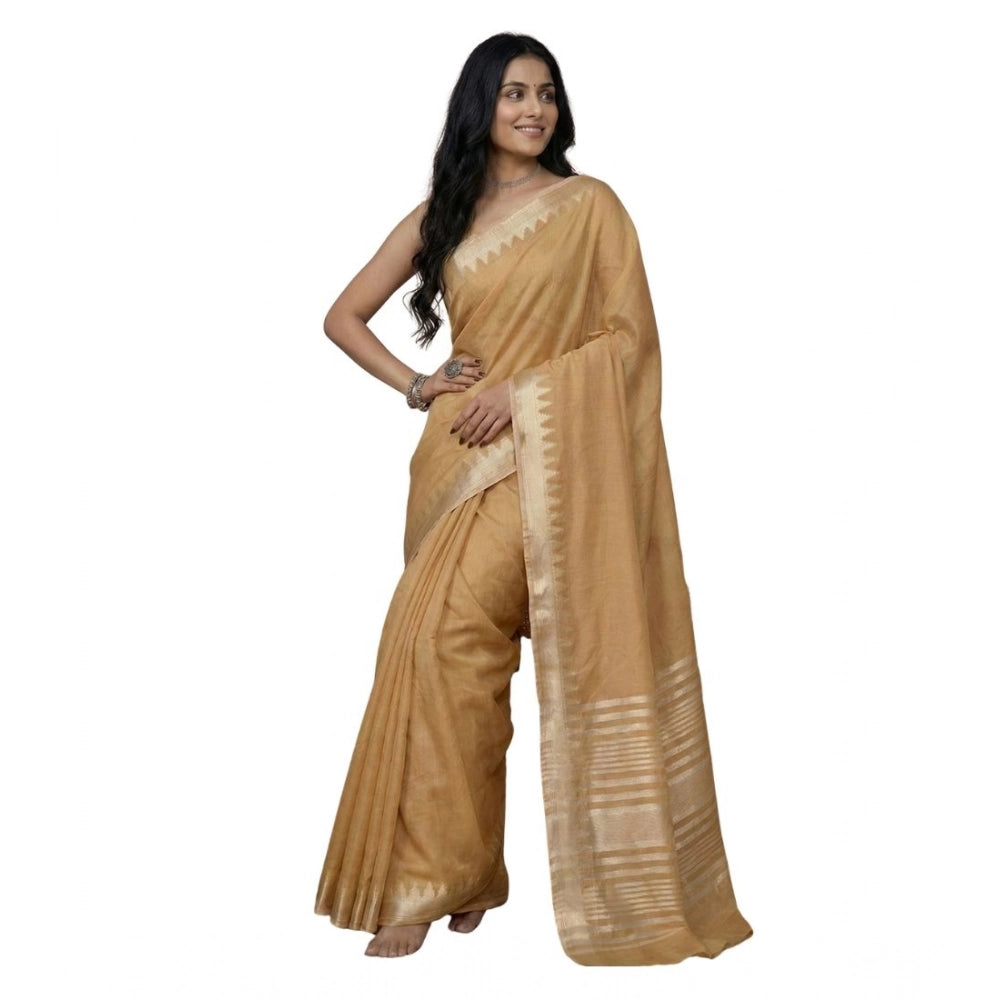 Women's Cotton Printed Saree With Unstitched Blouse 5.5mtr (golden) | Women Signature Collection