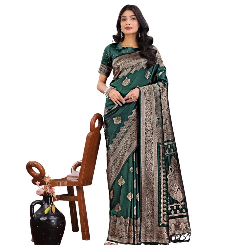 Women's Silk Printed Saree With Unstitched Blouse 5.5mtr (green) | Women Signature Collection