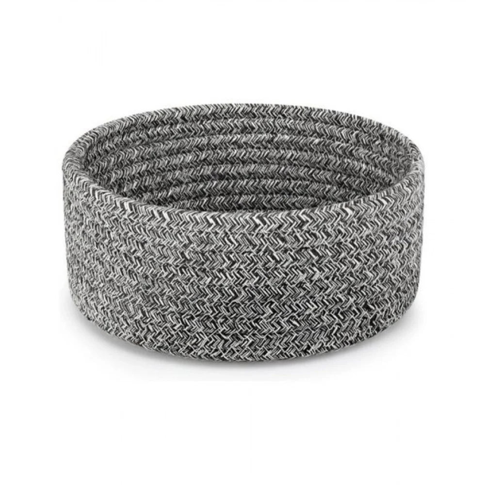 Cotton 8x3 Inch Kidi Round 1 Pcs Bedside Organizer With Out Lid (Black)
