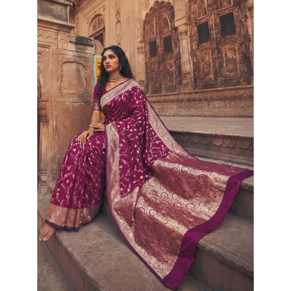 Women's Art Silk Printed Saree With Unstitched Blouse 5.5mtr (wine) | Women Signature Collection