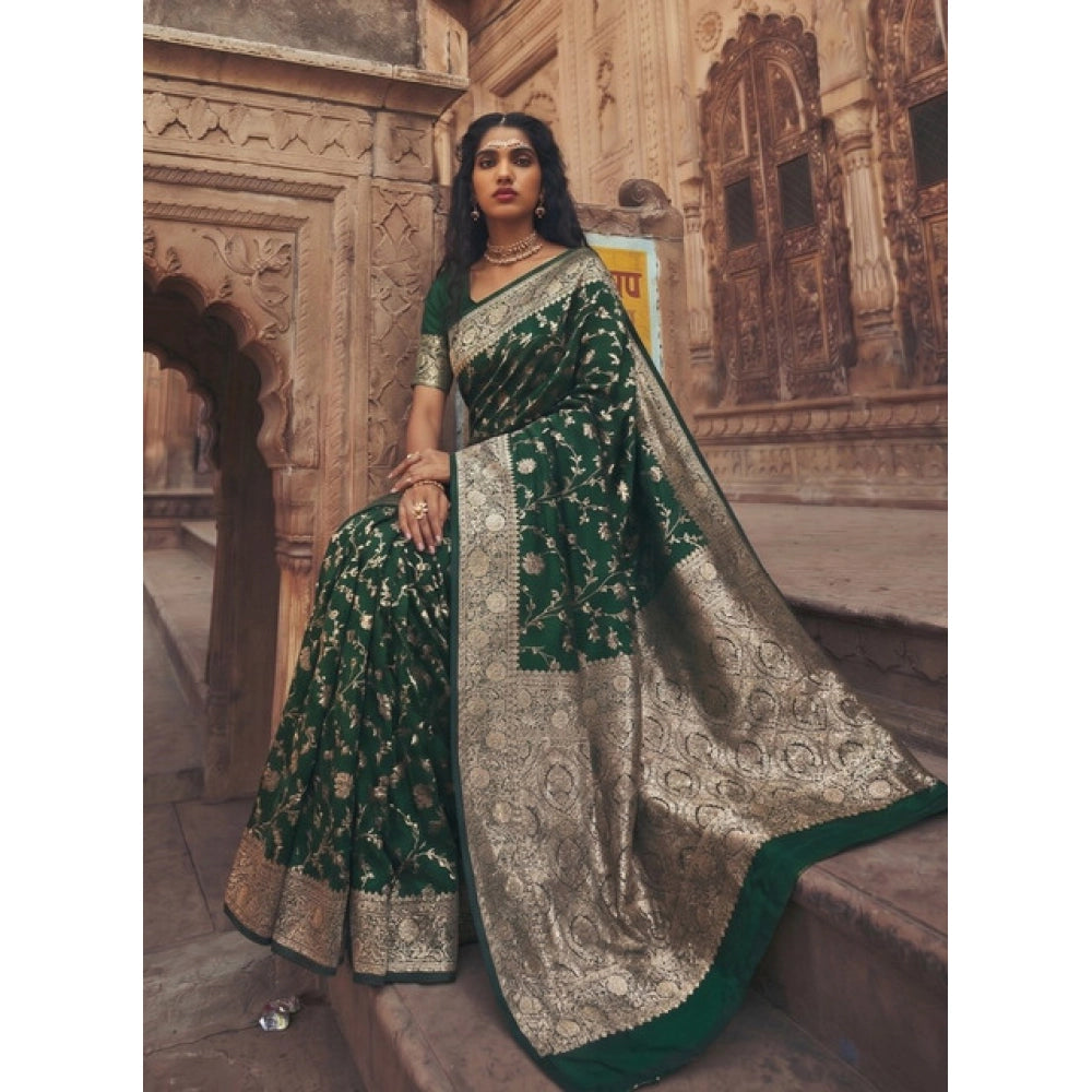 Women's Art Silk Printed Saree With Unstitched Blouse 5.5mtr (green) | Women Signature Collection