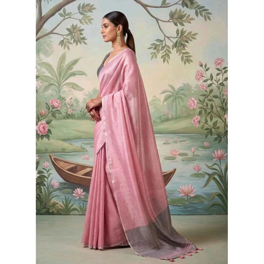 Blush Avira Tissue Silk Saree with Unstitched Blouse 5.5 m