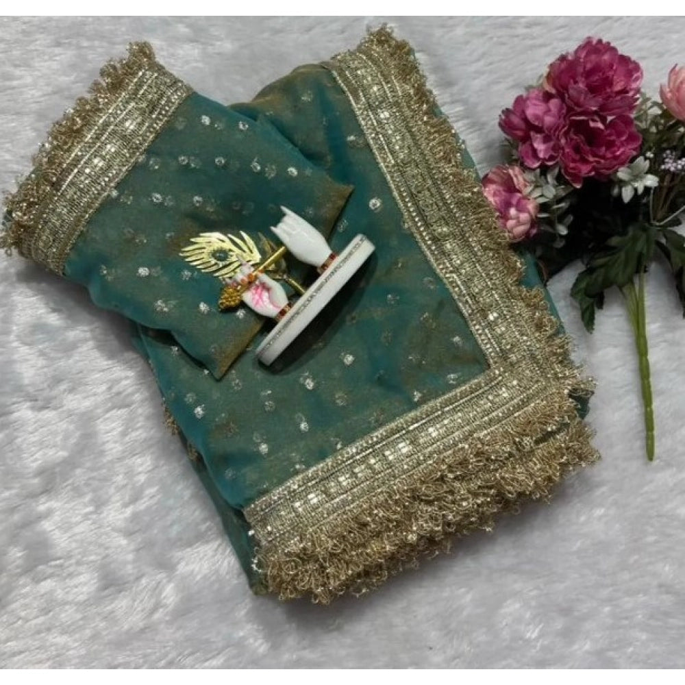 Women's Silk Embellished Saree With Unstitched Blouse 5.5mtr (green) | Women Signature Collection