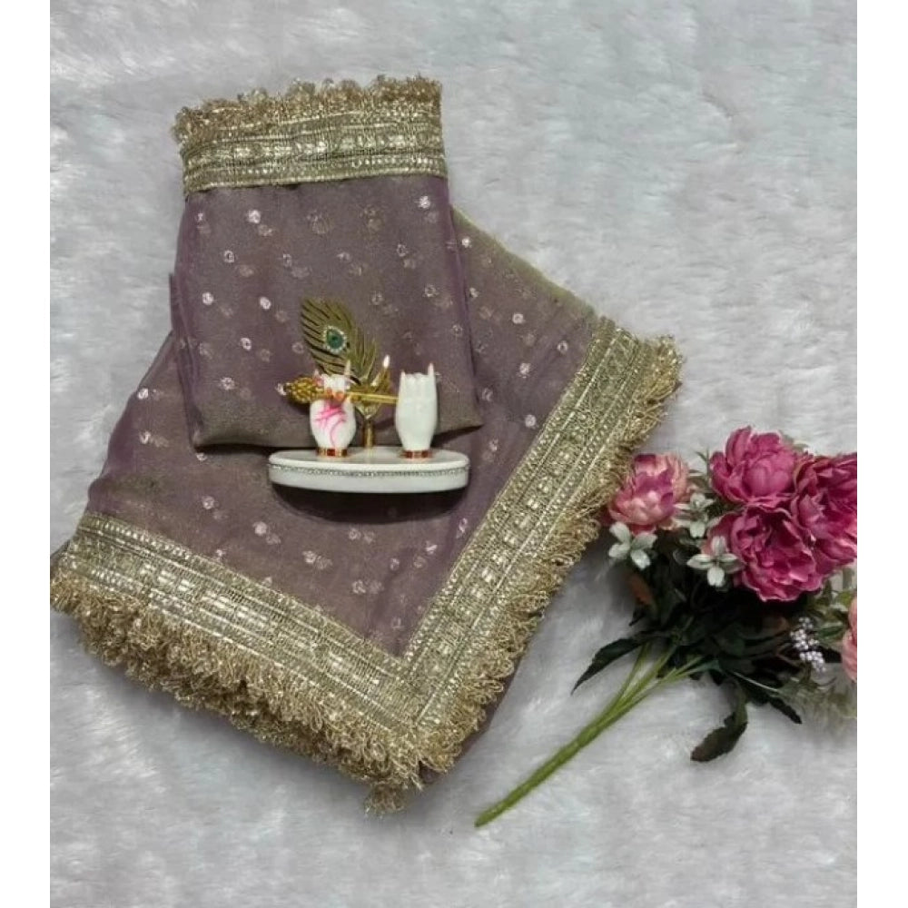 Women's Silk Embellished Saree With Unstitched Blouse 5.5mtr (lavender) | Women Signature Collection